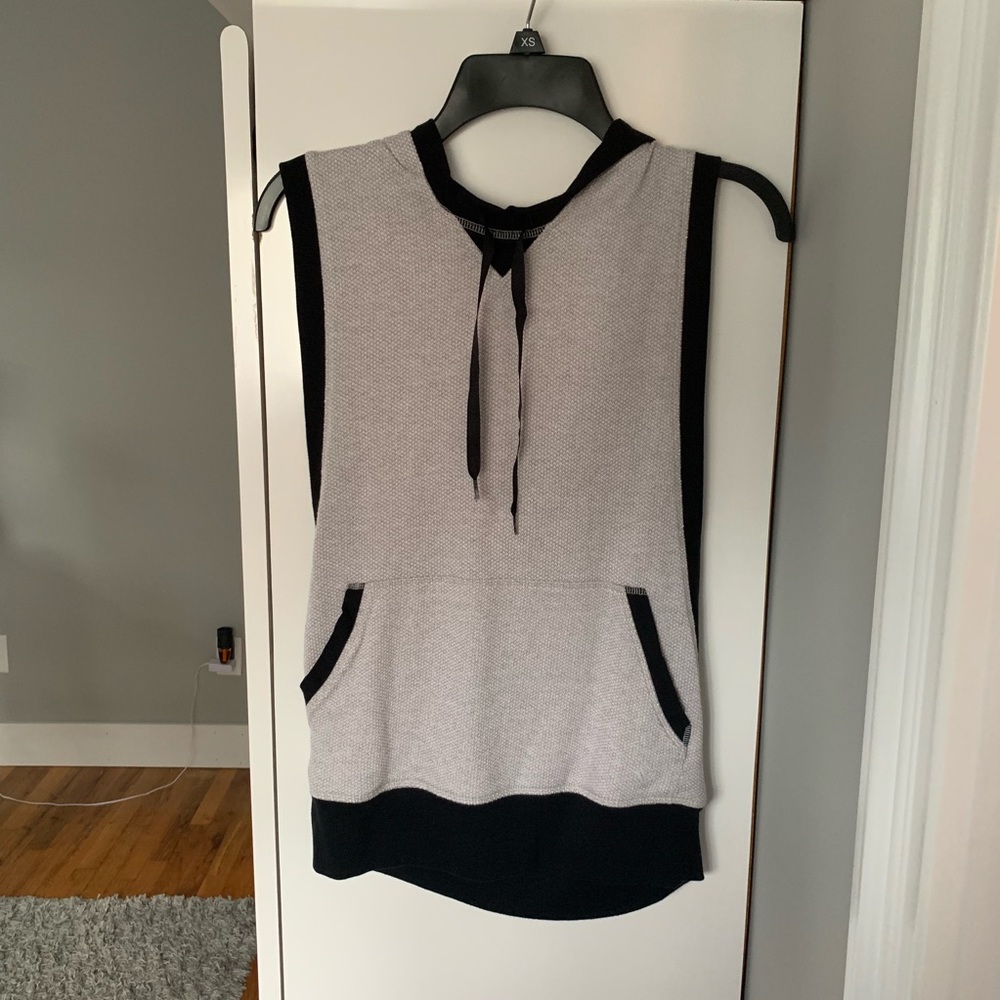 Gray and Black Muscle Tee Hoodie